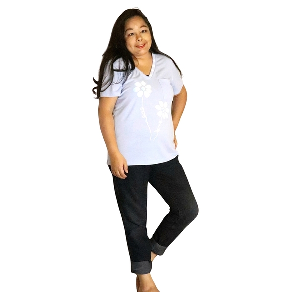 HENZHUA CORAL & BLUE  WOMENS SIZE LARGE FLORAL SHIRT SET OF 2 - Picture 3 of 5